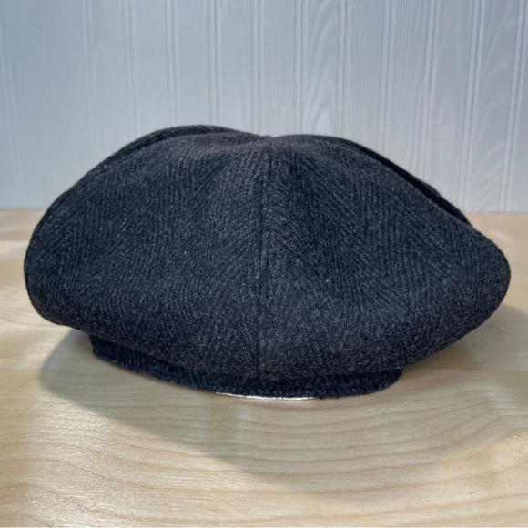 Nine West Gray Wool Herringbone Newsboy Hat with Belt & Buckle Trim - Picture 7 of 11
